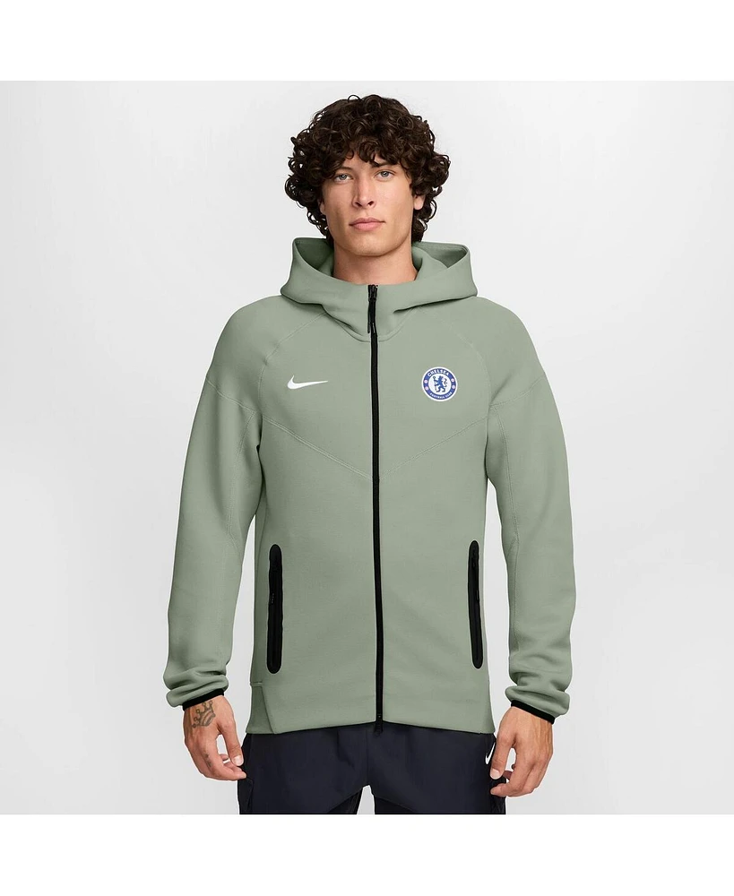 Nike Men's Olive Chelsea Tech Fleece Full-Zip Hoodie