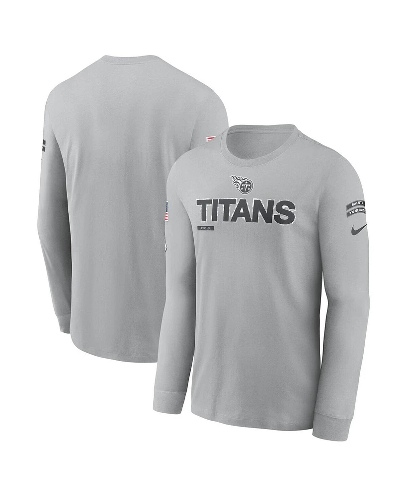Nike Men's Gray Tennessee Titans 2024 Salute to Service Long Sleeve T-Shirt