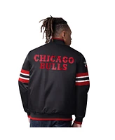 Starter Men's Black Chicago Bulls Scout Varsity Satin Full-Snap Jacket