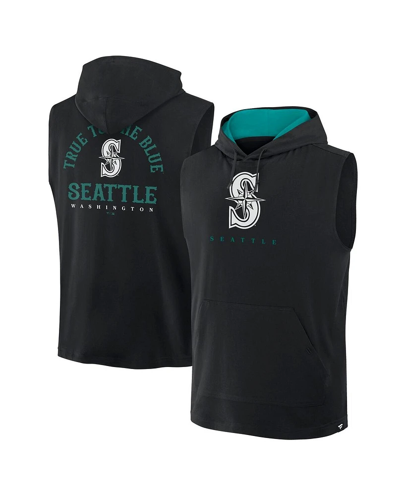Fanatics Men's Black Seattle Mariners Fire Speed Sleeveless Pullover Hoodie