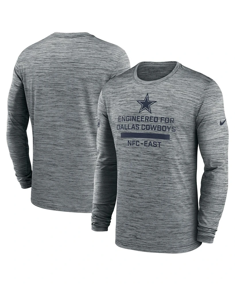 Nike Men's Gray Dallas Cowboys Sideline Velocity Performance Long Sleeve T-Shirt