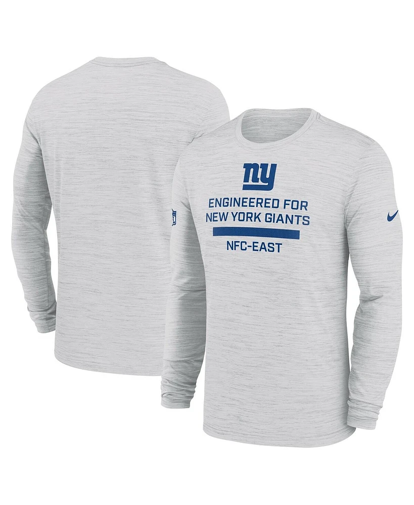 Nike Men's Ash New York Giants Sideline Velocity Performance Long Sleeve T-Shirt