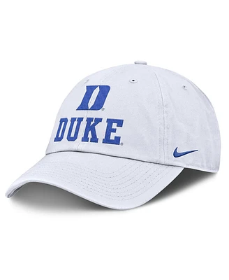 Nike Men's White Duke Blue Devils 2025 Sideline Club Adjustable Hat