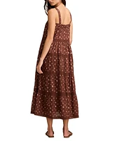 Lucky Brand Women's Cotton Market Day Floral Tiered Dress