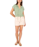 Vince Camuto Women's Smocked-Neck Cap-Sleeve Peasant Blouse