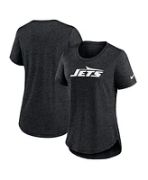 Nike Women's Heather Black New York Jets Tri-Blend Fashion T-Shirt