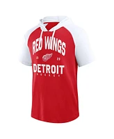 Logo Athletic Men's Red Detroit Wings Prime Raglan Short Sleeve Pullover Hoodie