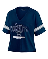 Wear by Erin Andrews Women's Navy Dallas Cowboys Plus Color Block Boxy T-Shirt