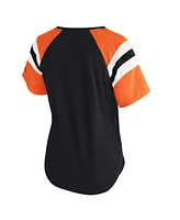 Starter Women's Black Cincinnati Bengals Game on Notch Neck Raglan T-Shirt