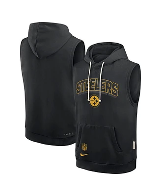 Nike Men's Black Pittsburgh Steelers Sideline Performance Sleeveless Pullover Hoodie