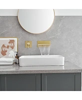 Single Handle Wall Mount Spout Waterfall Bathroom Faucet Brushed Nickel