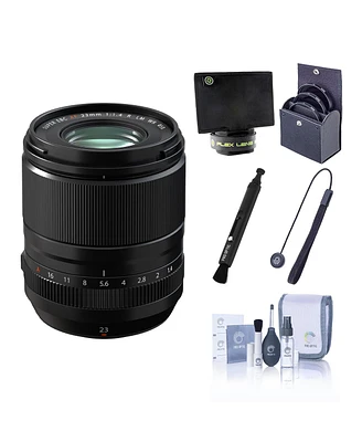 Fujifilm Xf 23mm f/1.4 R Lm Wr Lens, Black, Bundle with 58mm Essentials Filter Kit, Lens Shade, Cleaning Kit, Lens Cap Tether