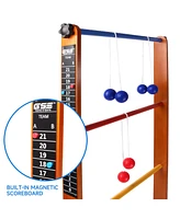 Gse Games & Sports Expert Premium Solid Wood Ladder Ball Toss Game Set with Ladder Ball Bolas & Carrying Case