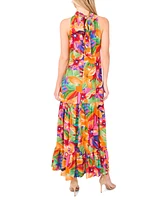 Msk Women's Printed Halter Tie-Back Maxi Dress