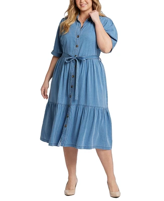 Nydj Plus Kate Elbow Ruffle Sleeve Dress