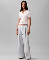 Calvin Klein Women's Linen Blend Wide-Leg Pants