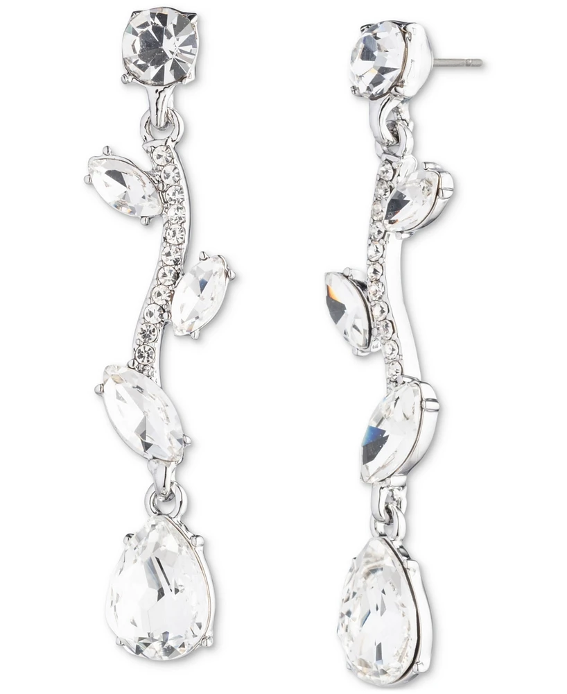 Givenchy Silver Tone Viney Linear Crystal Earrings