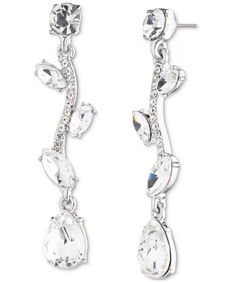 Givenchy Silver Tone Viney Linear Crystal Earrings