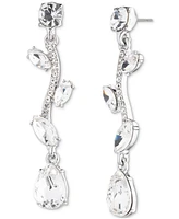 Givenchy Silver Tone Viney Linear Crystal Earrings