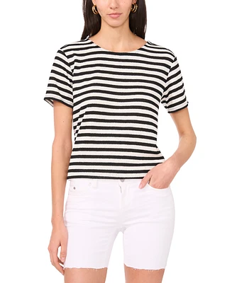 Vince Camuto Women's Striped Crewneck Short-Sleeve Top