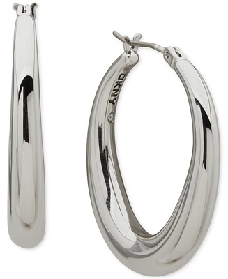 Dkny Tapered Rhodium Hoop Earrings