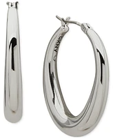 Dkny Tapered Rhodium Hoop Earrings