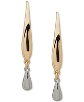 Dkny Two-Tone Tear Drop Polished Threader Earrings