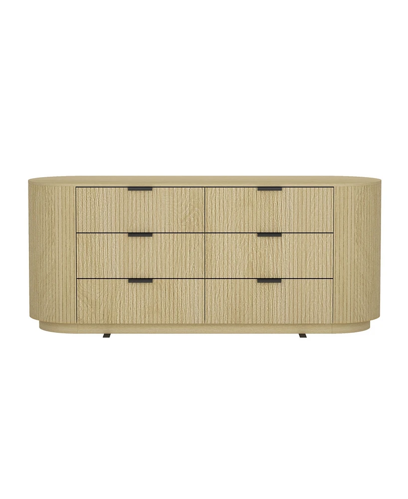 Manhattan Comfort 71.3" Medium Density Fiberboard Olivia Modern 6-Drawer Double Dresser