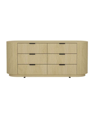 Manhattan Comfort 71.3" Medium Density Fiberboard Olivia Modern 6-Drawer Double Dresser