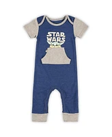 Children's Apparel Network Baby Boys and Girls 2-Pack Grogu Heather Navy/Heather Gray the Mandalorian Bodysuit Set