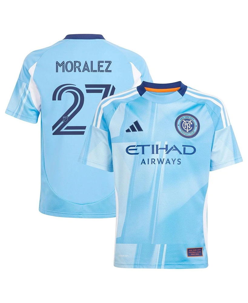 Adidas Big Boys and Girls Maximiliano Moralez Light Blue New York City Fc 2025 the Excelsior Kit Replica Player Jersey