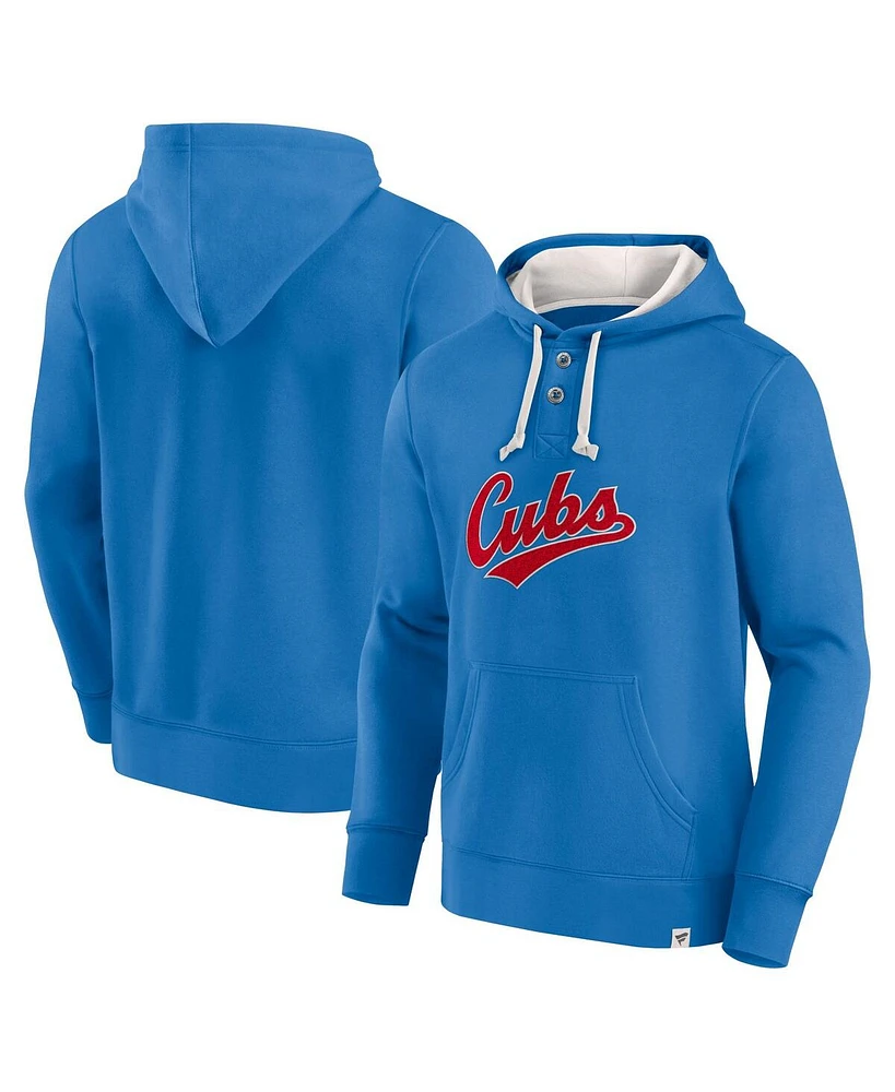Fanatics Men's Royal Chicago Cubs Plan for Adversity Henley Fleece Pullover Hoodie