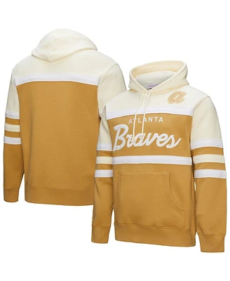 Mitchell & Ness Men's Tan/Cream Atlanta Braves Head Coach Pullover Hoodie