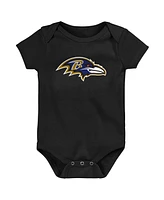 Outerstuff Baby Boys and Girls 3-Pack Baltimore Ravens Team Starter Bodysuit Set