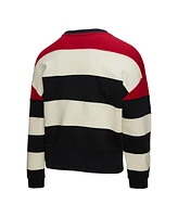 Mitchell & Ness Women's Red/Black Atlanta Braves Cooperstown Collection Blocked Fleece Pullover Sweatshirt