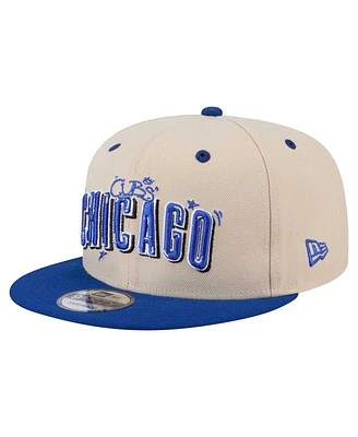 New Era Men's Cream/Royal Chicago Cubs Team Art 9FIFTY Snapback Hat