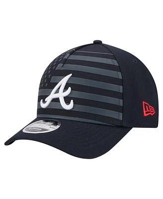New Era Men's Navy Atlanta Braves American Flag 9FORTY M-Crown A-Frame Adjustable Hat