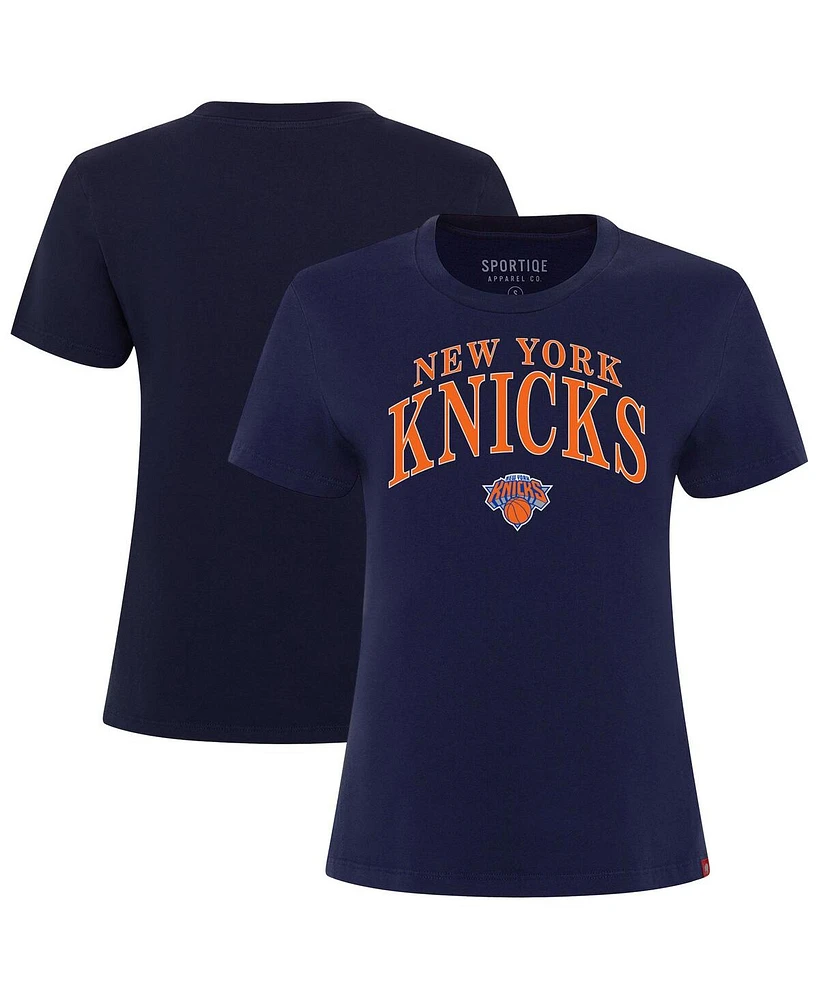 Sportiqe Women's Navy New York Knicks Arcadia Boxy T-Shirt