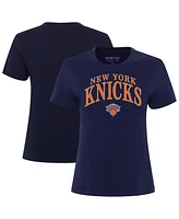 Sportiqe Women's Navy New York Knicks Arcadia Boxy T-Shirt