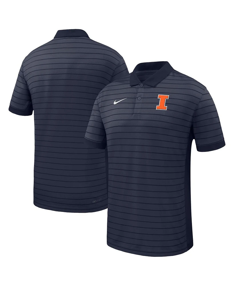 Nike Men's Navy Illinois Fighting Illini 2025 Early Season Coaches Sideline Victory Stripe Performance Polo Shirt
