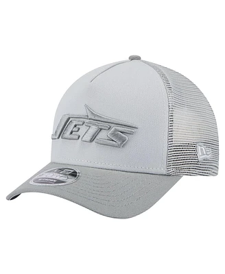 New Era Men's Gray New York Jets Domain A-Frame Trucker 9FORTY Adjustable Hat
