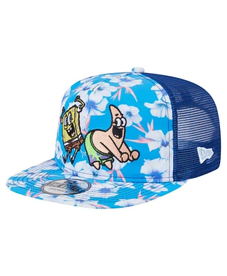 New Era Men's Blue SpongeBob SquarePants Floral Golfer Snapback Hat