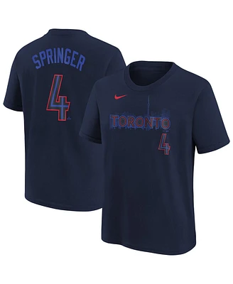 Nike Big Boys and Girls George Springer Navy Toronto Blue Jays Fuse City Connect Name Number T-Shirt