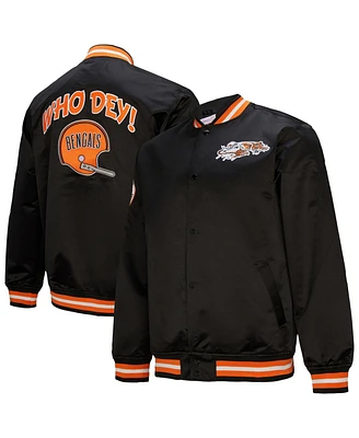 Mitchell & Ness Men's Black Cincinnati Bengals Double Down Satin Full-Snap Jacket