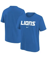 Nike Big Boys and Girls Blue Detroit Lions Team Wordmark T-Shirt