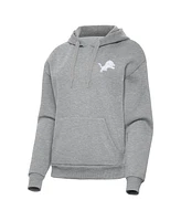 Antigua Women's Heather Gray Detroit Lions Victory Pullover Hoodie Sweatshirt
