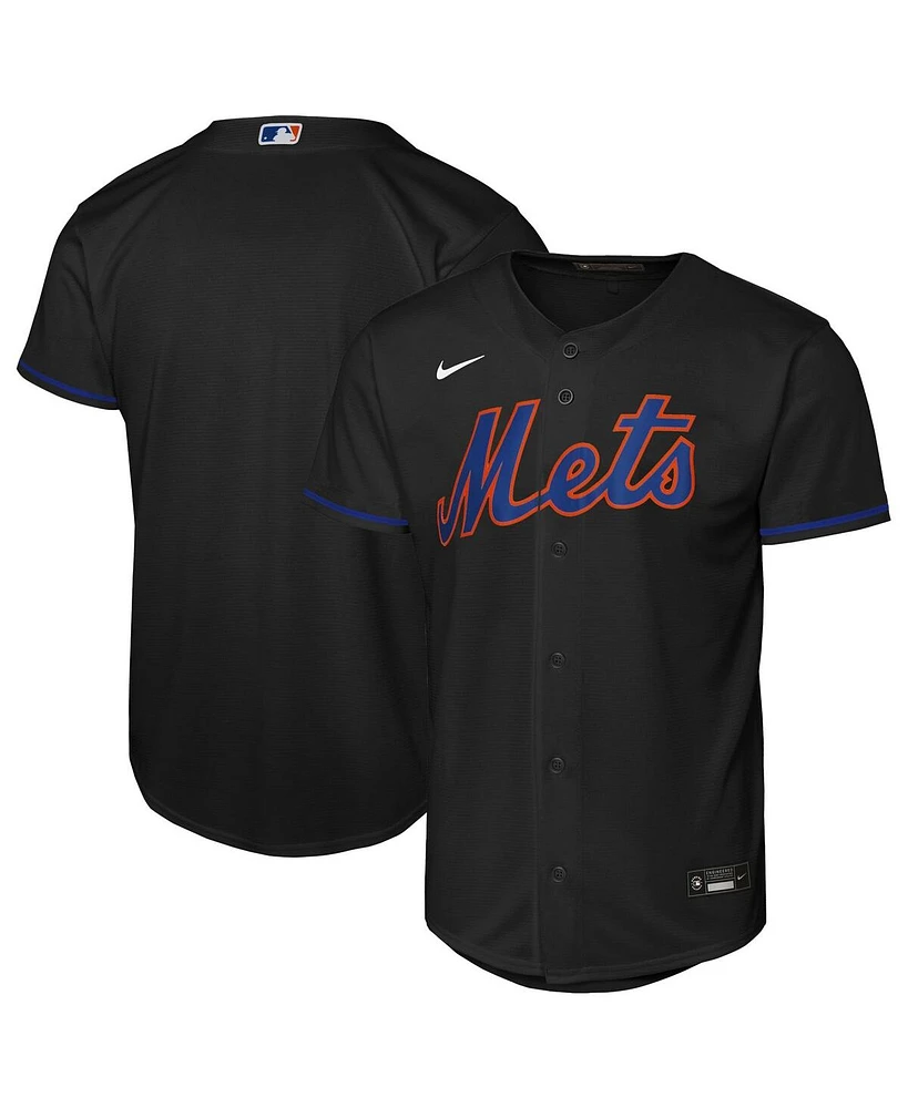 Nike Big Boys and Girls Black New York Mets Alternate Replica 2.0 Jersey
