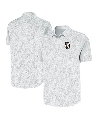 Antigua Men's White San Diego Padres Lush Button-Up Shirt