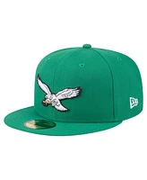 New Era Men's Kelly Green Philadelphia Eagles Super Bowl Lix Champions Historic Side Patch 59FIFTY Fitted Hat