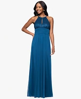 B&A By Betsy and Adam Petites Lace Long Halter Dress